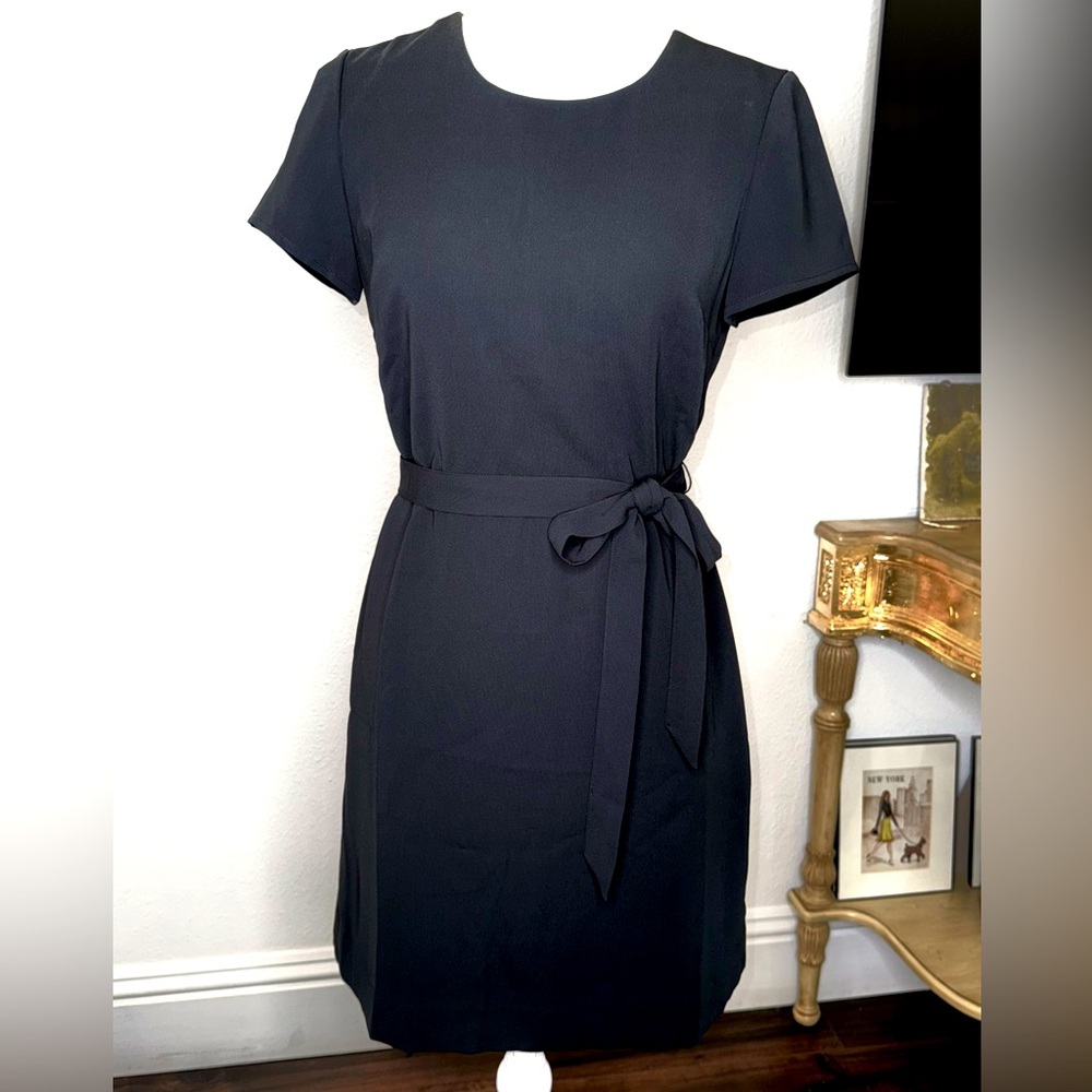 J. Crew Black Sheath Mini Dress Crew Neck Short Sleeve